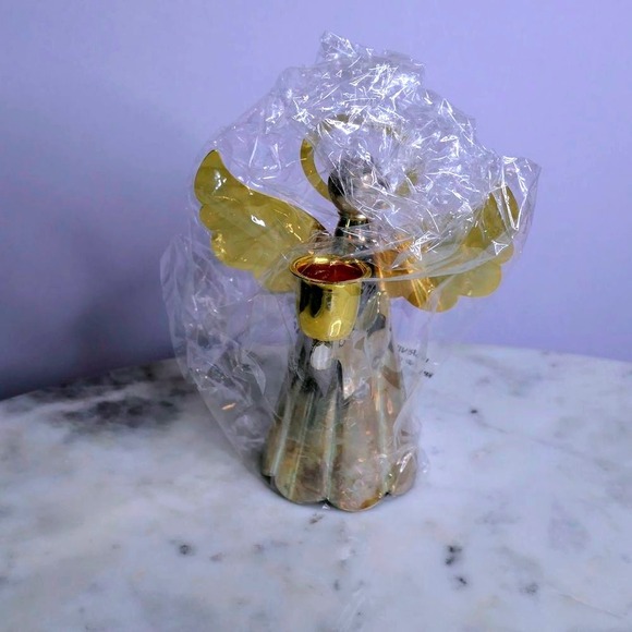 Silver Gold Plated Brass Angel Candle Holder Christmas Decor Retro Old Stock Vtg - Picture 3 of 5
